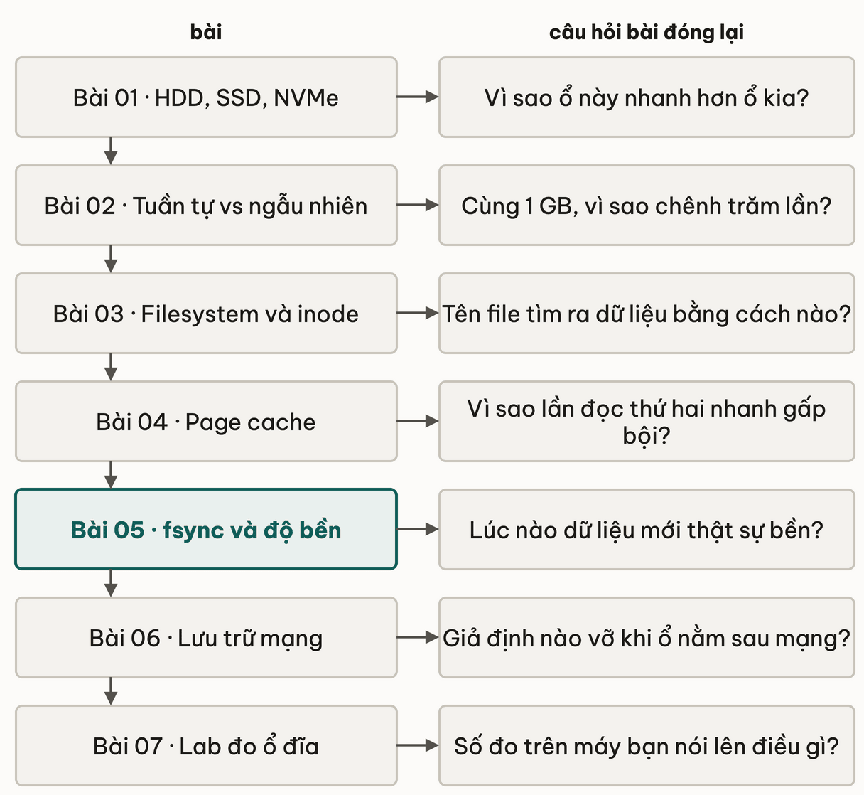Bay bai cua module xep canh cau hoi ma moi bai dong lai