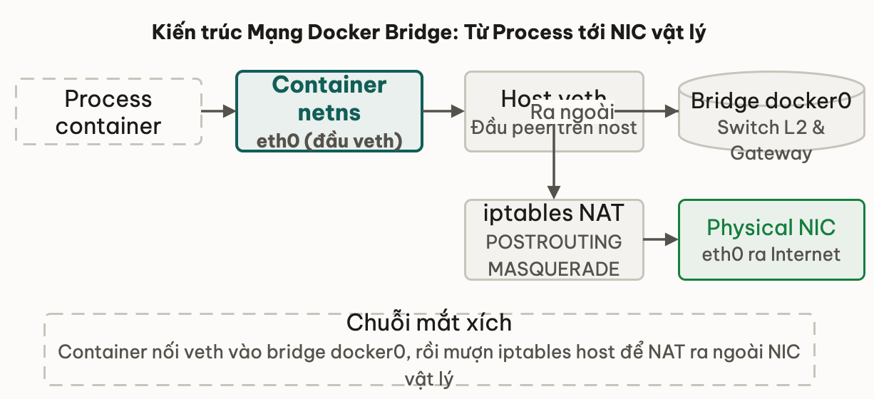 Kiến trúc mạng Docker Bridge từ container ra physical NIC