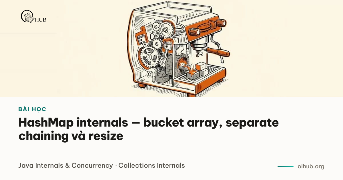 HashMap internals — bucket array, separate chaining và resize